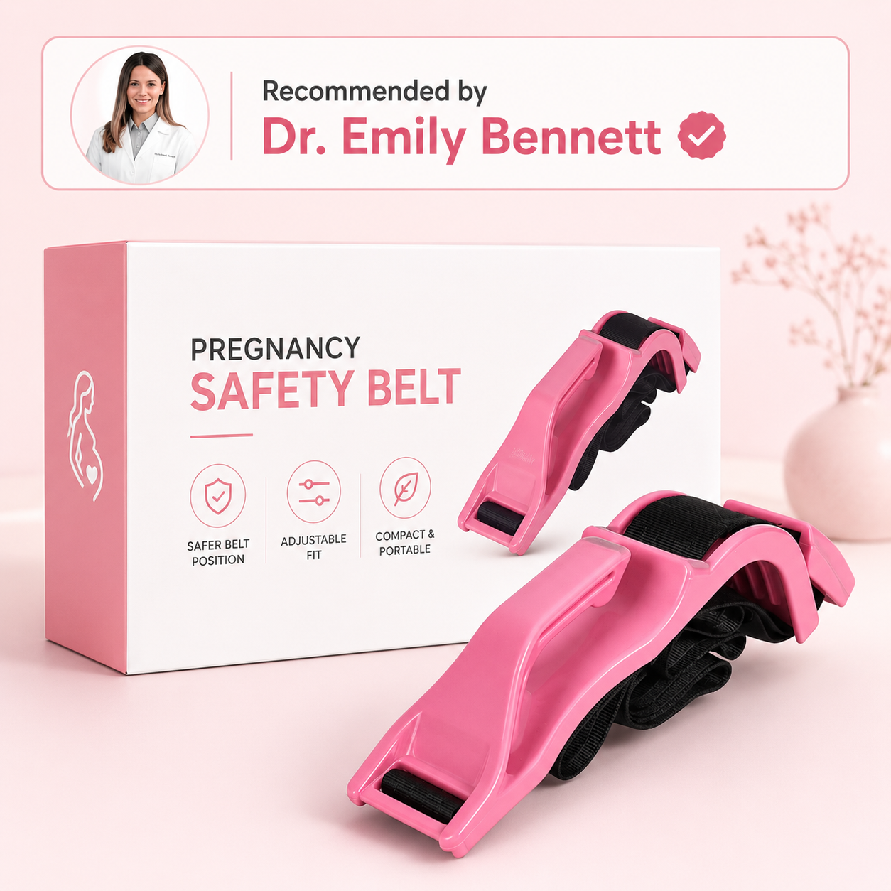 Pregnancy Safety Belt – Adjustable Car Seat Belt Positioning Aid