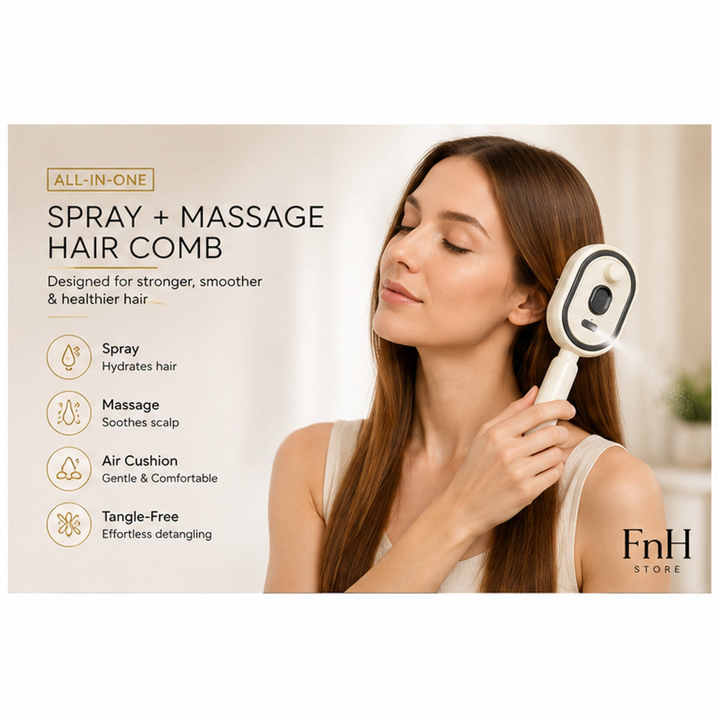 Electric Spray Hair Massage Comb | USB Rechargeable Scalp Massager & Anti-Frizz Hair Brush