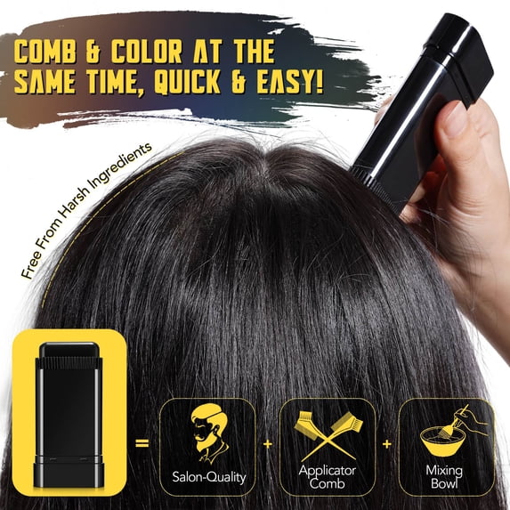 Black Hair Dye Stick for Instant Gray Coverage & Root Touch Up