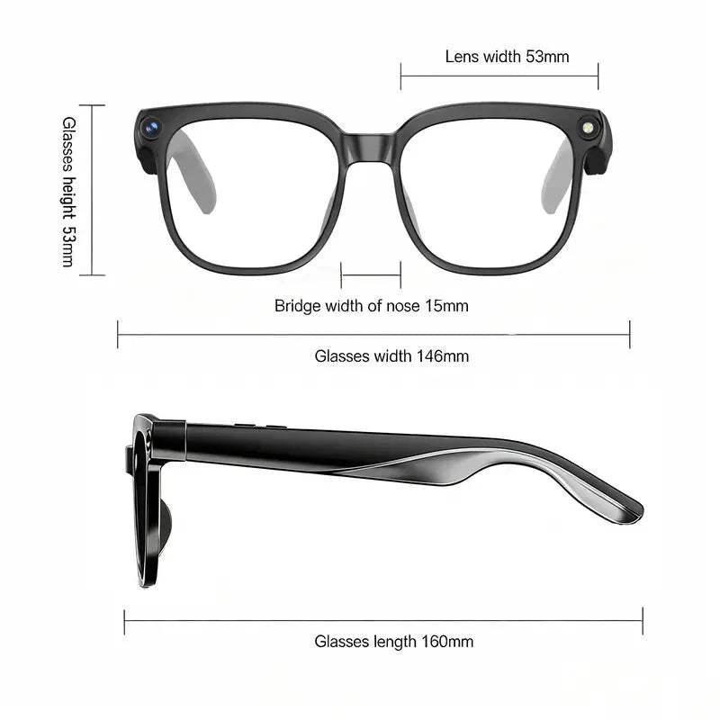 Smart AI Translation Glasses with Touch Control and HD Camera